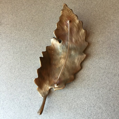 John Iversen Patinated Bronze Leaf Brooch