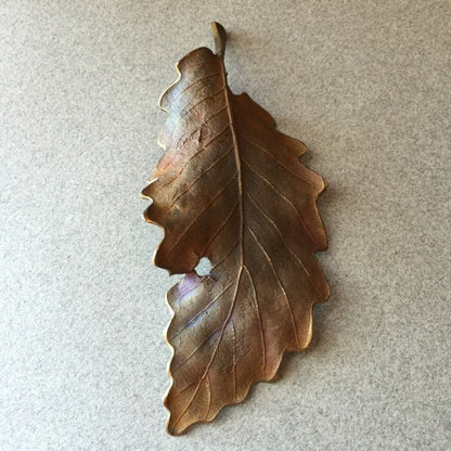 John Iversen Patinated Bronze Leaf Brooch