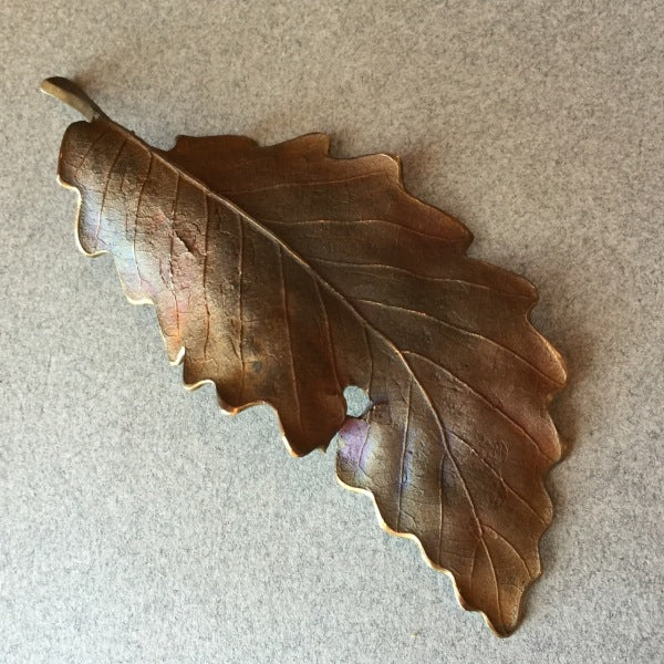 John Iversen Patinated Bronze Leaf Brooch