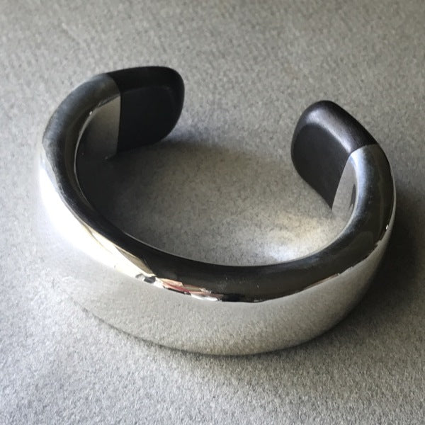 Georg Jensen Ove Wendt Sterling Silver and Ebony Wood Bold Cuff Bracelet