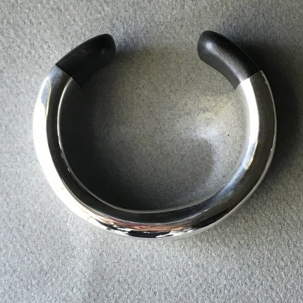 Georg Jensen Ove Wendt Sterling Silver and Ebony Wood Bold Cuff Bracelet