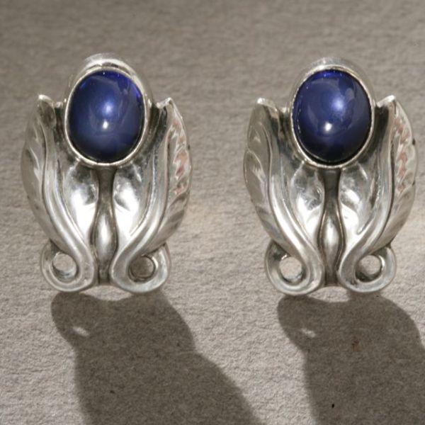 Georg Jensen Sterling Silver Earring with Blue Stones No. 108