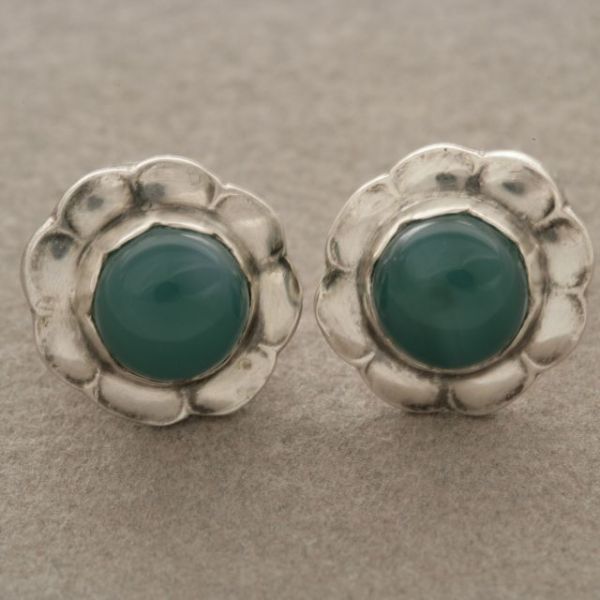 Georg Jensen Earrings with Green Agate, no.72