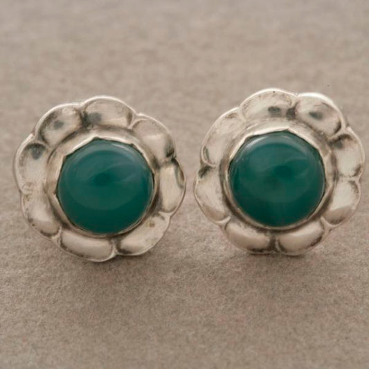 Georg Jensen Earrings with Green Agate, no.72