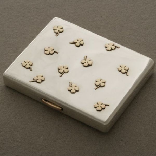 Cartier Compact Sterling Silver with Gold Applique