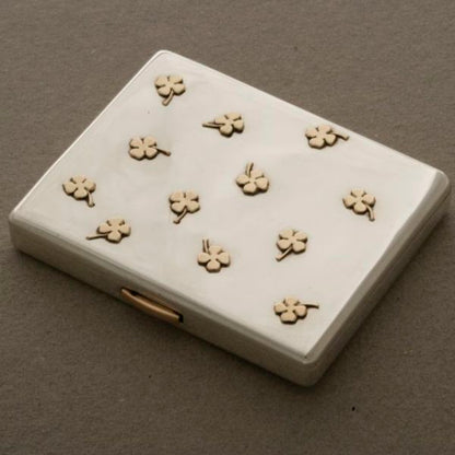 Cartier Compact Sterling Silver with Gold Applique