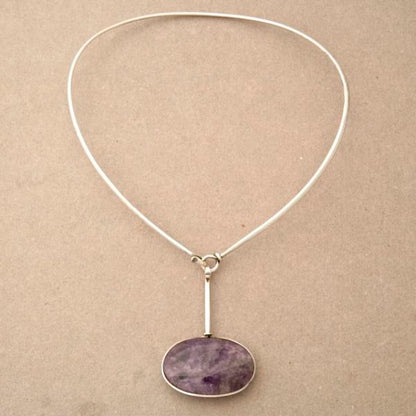 Rare Georg Jensen neck ring with amethyst pendant no 174/133