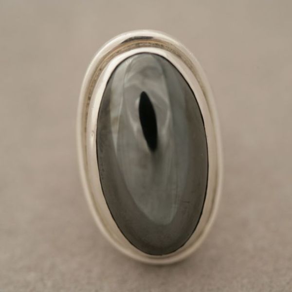 Georg Jensen Ring with Hematite Cabochon by Harald Nielsen, no. 46E