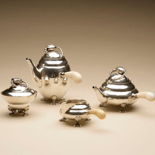 Estate Georg Jensen Super Rare "Baby" "Blossom" Coffee and Tea Set No. 2