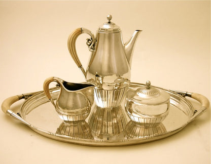 Georg Jensen 4 piece "cosmos" coffee service no. 45