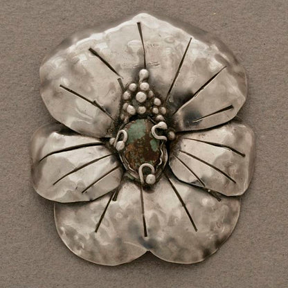 Mary Gage Pansy Brooch with Turquoise