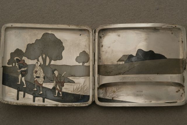 Japanese Mixed Metal Cigarette Box