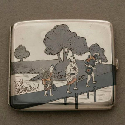 Japanese Mixed Metal Cigarette Box