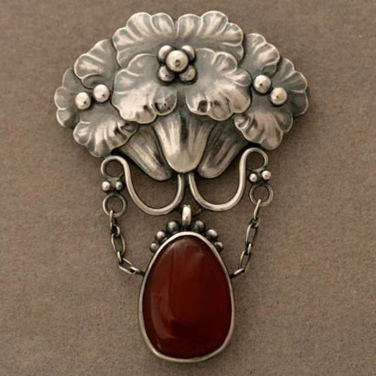 Georg Jensen Master Brooch, no. 125 with Carnelian