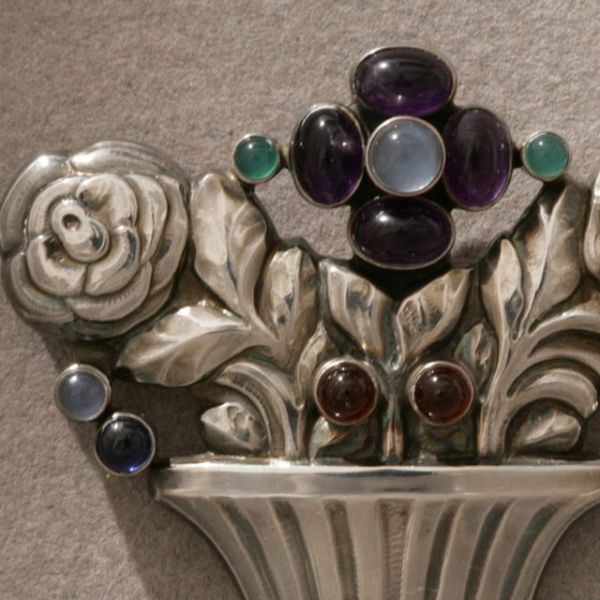 Georg Jensen Sterling Silver Brooch with Stones No. 67