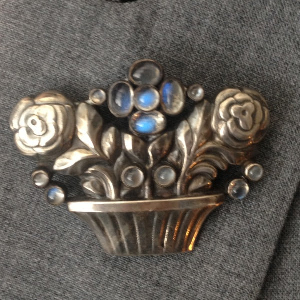 Georg Jensen Brooch with Moonstones, no. 67