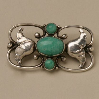 Georg Jensen Sterling Silver Rare Amazonite Brooch No. 236