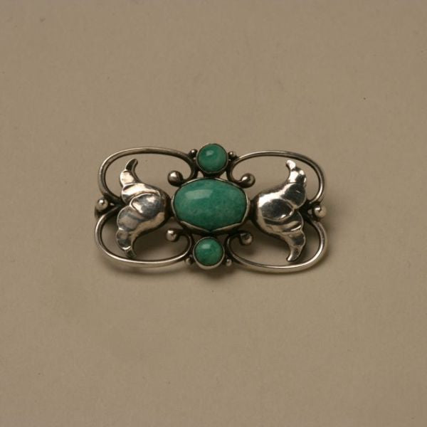 Georg Jensen Sterling Silver Rare Amazonite Brooch No. 236