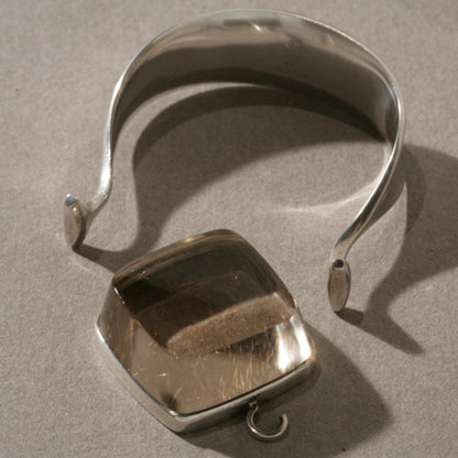 Georg Jensen Cuff with "Smokey" Rutilated Quartz Stone by Vivianna Torun, no. 203B