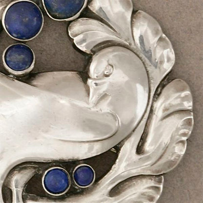 Georg Jensen Large no. 70 Bird Brooch with Lapis Lazuli