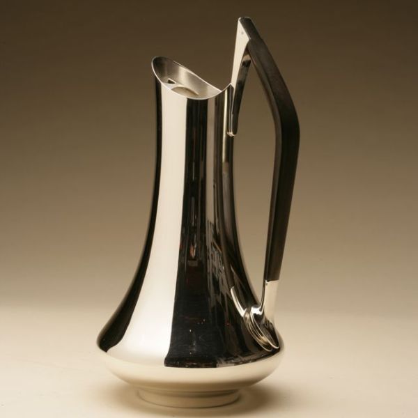 Gorham Modernist Sterling Silver Circa 70 Water Pitcher with Ebony Handle by Donald Colflesh