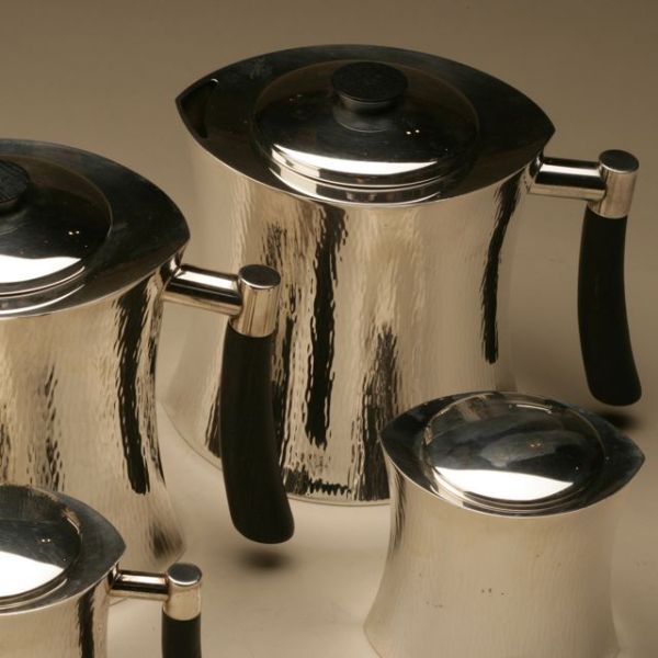 Christofle Sterling Silver Coffee and Tea Service in the "Masai" Pattern