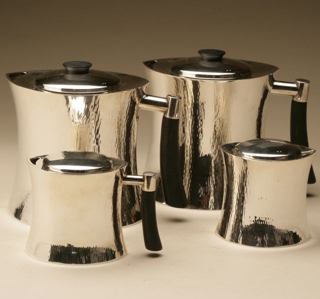 Christofle Sterling Silver Coffee and Tea Service in the "Masai" Pattern