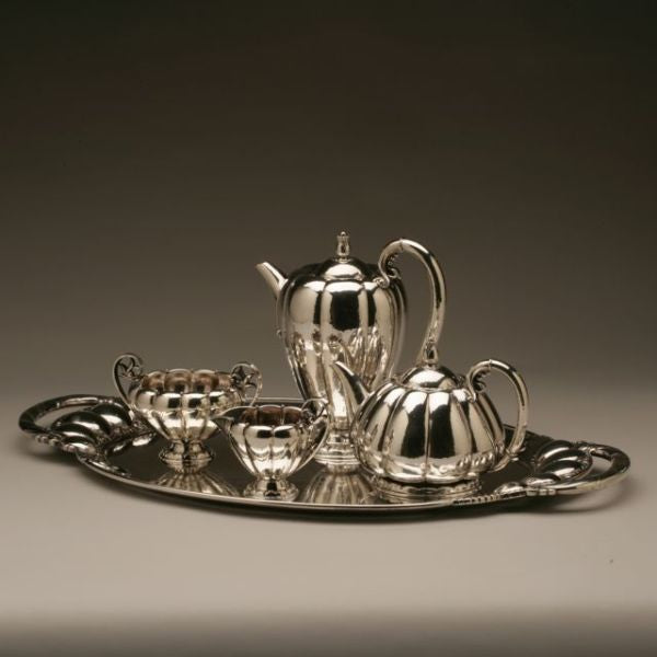 Georg Jensen Coffee and Tea Service no 179 on tray no 159. Exceptionally Rare