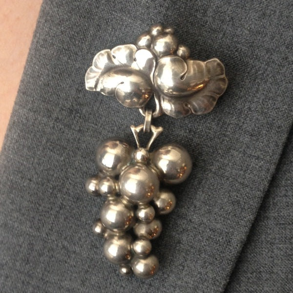 Georg Jensen Sterling Silver Large "Grape" Brooch No. 217B by Harald Nielsen