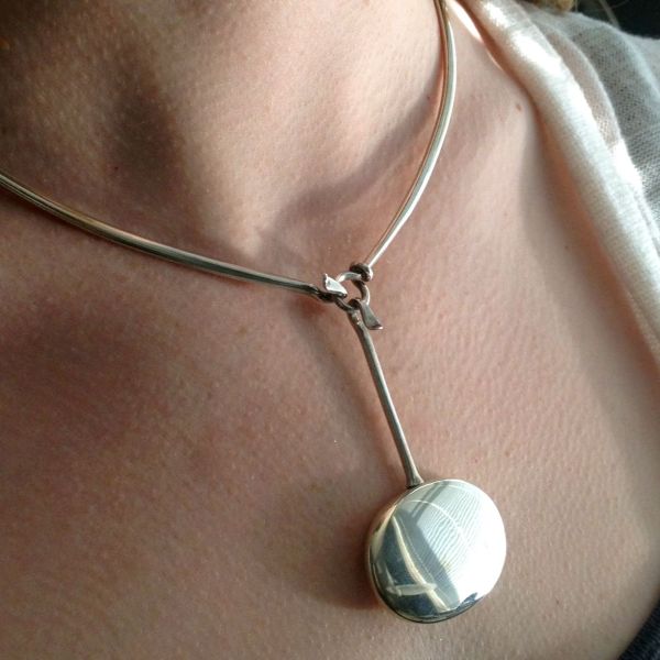 Georg Jensen Pendant by Vivianna Torun, no. 304 with Neck Ring, no. 174