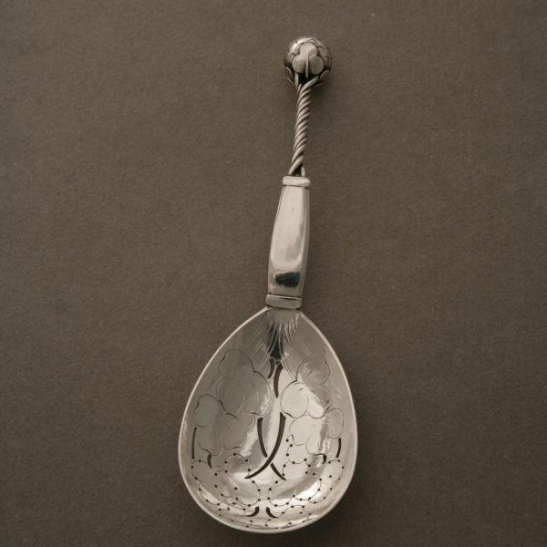 Georg Jensen Sterling Silver Pierced Ornamental Serving Spoon, no. 35