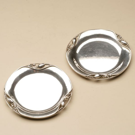 Georg Jensen Sterling Silver "Blossom" Pair of Butter Plates, no. 2A