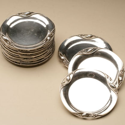 Georg Jensen Sterling Silver "Blossom" Set of 12 Butter Plates, no. 2A