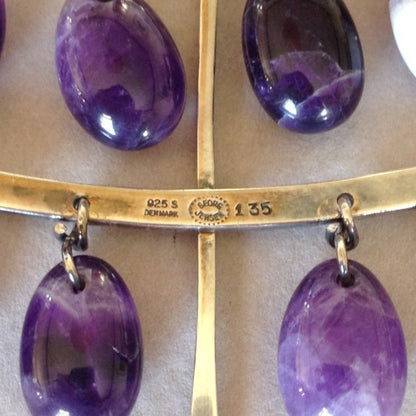 Georg Jensen Amethyst Dangle Pendant by Vivianna Torun, no. 135