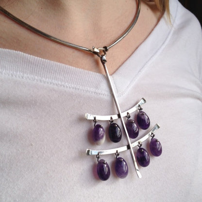 Georg Jensen Amethyst Dangle Pendant by Vivianna Torun, no. 135