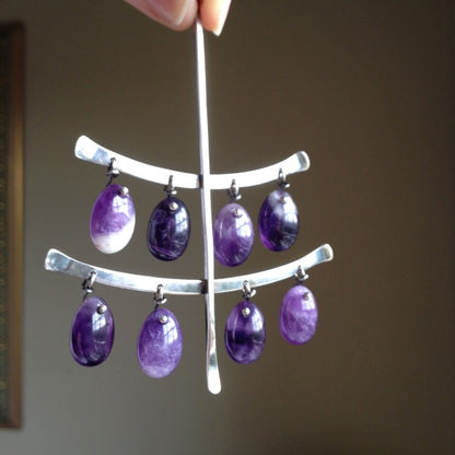 Georg Jensen Amethyst Dangle Pendant by Vivianna Torun, no. 135