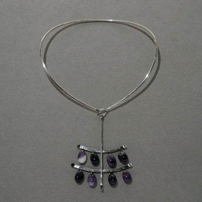 Georg Jensen Amethyst Dangle Pendant by Vivianna Torun, no. 135