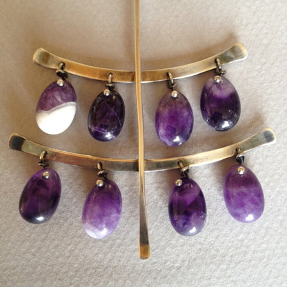 Georg Jensen Amethyst Dangle Pendant by Vivianna Torun, no. 135