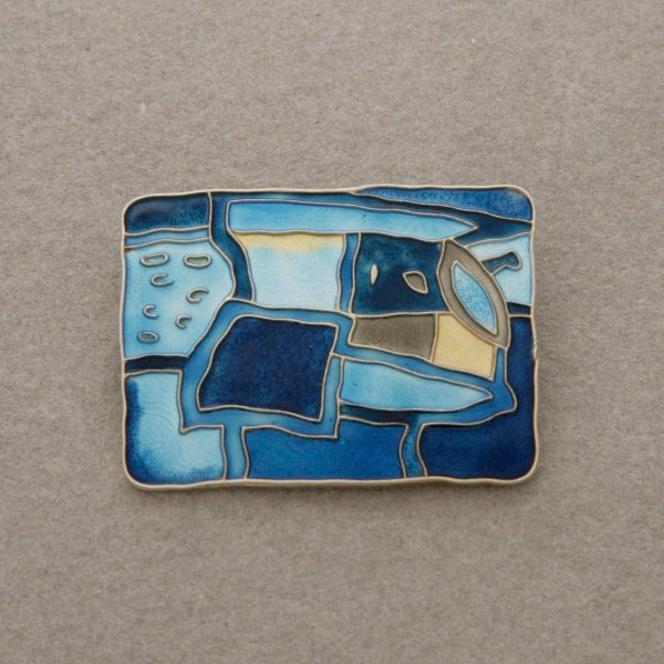 David Andersen Sterling Silver Enamel Brooch with Gold Wash