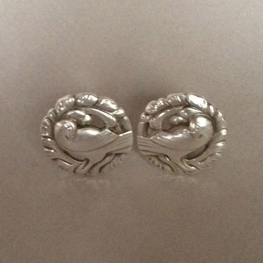 Estate Georg Jensen Sterling Silver "Bird" Earrings by Kristian Møhl-Hansen No. 66