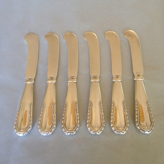 Estate Georg Jensen Sterling Silver "Viking" Pattern Set of Six Butter Spreaders