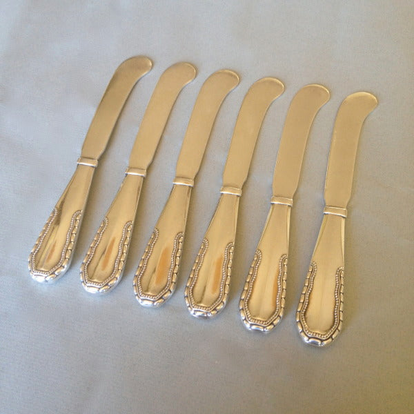 Estate Georg Jensen Sterling Silver "Viking" Pattern Set of Six Butter Spreaders