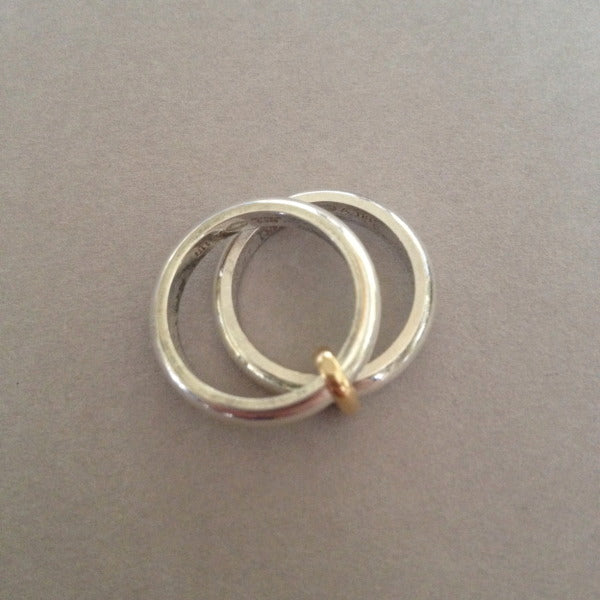 Georg Jensen "Double" Ring with 18kt Gold Link, no. A 119