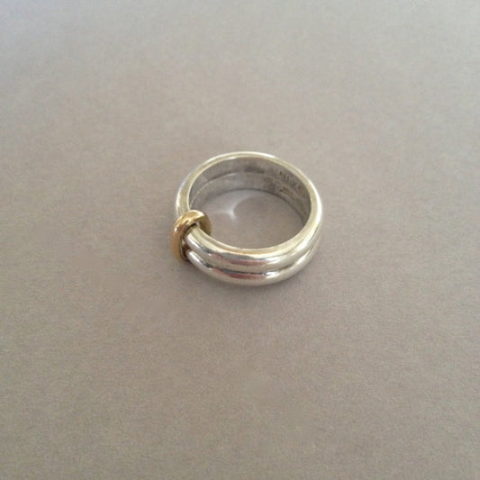 Georg Jensen "Double" Ring with 18kt Gold Link, no. A 119