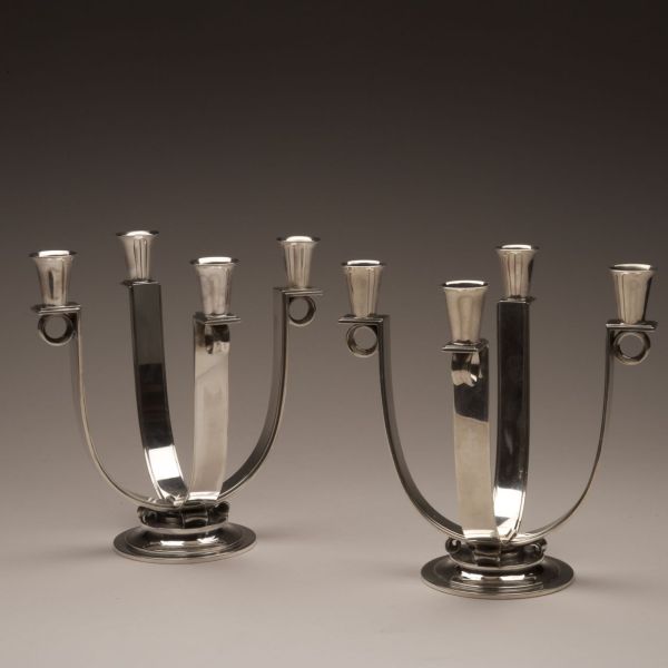 Georg Jensen Sterling Silver Art Deco Candelabra No. 623B by Oscar Gundlach-Pedersen