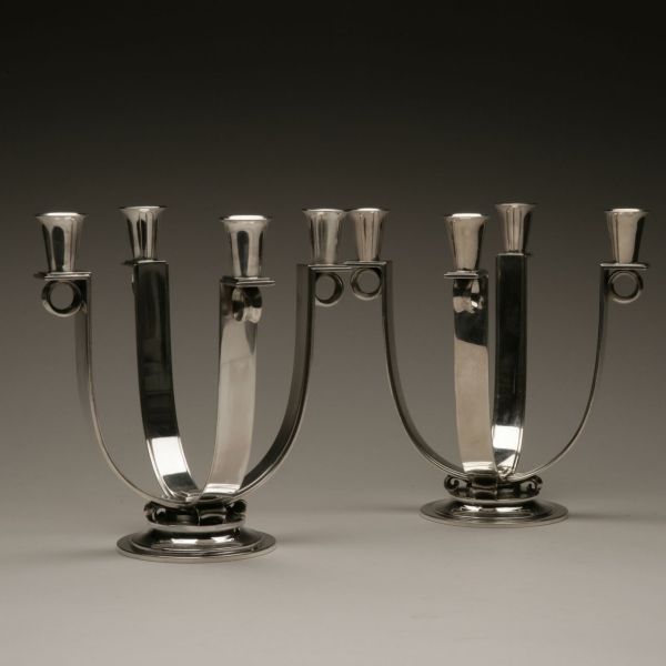 Georg Jensen Sterling Silver Art Deco Candelabra No. 623B by Oscar Gundlach-Pedersen