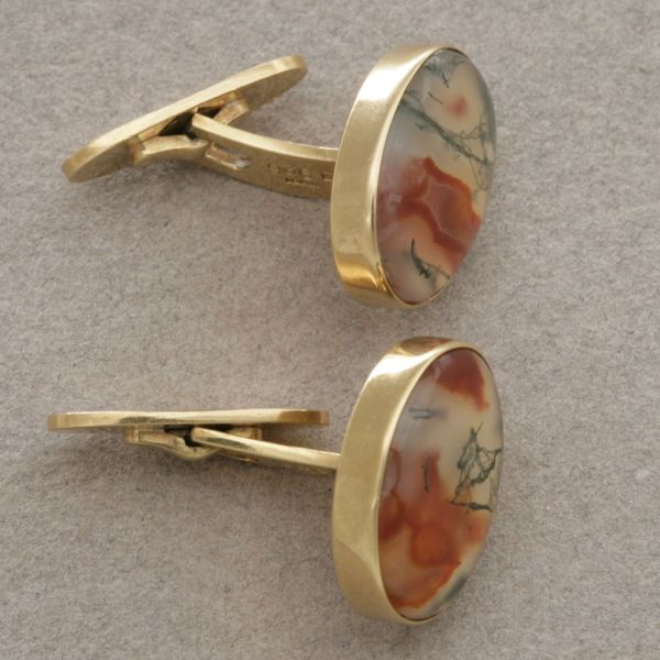 Georg Jensen 18kt Gold Cufflinks with Moss Agate, no. 936D