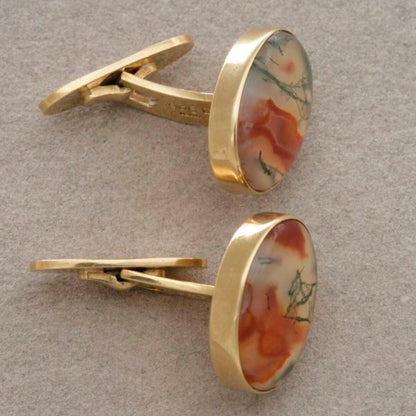 Georg Jensen 18kt Gold Cufflinks with Moss Agate, no. 936D