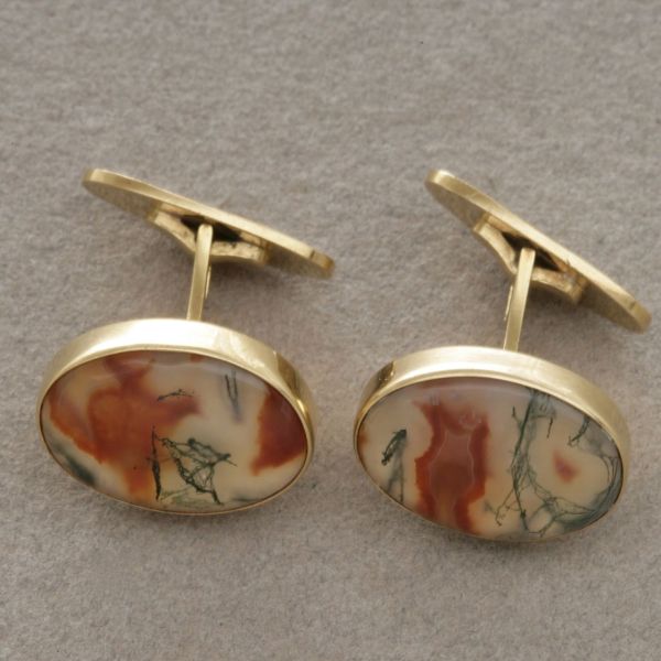 Georg Jensen 18kt Gold Cufflinks with Moss Agate, no. 936D