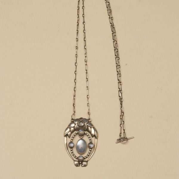 Georg Jensen Very Rare Pendant with Moonstones, no. 8